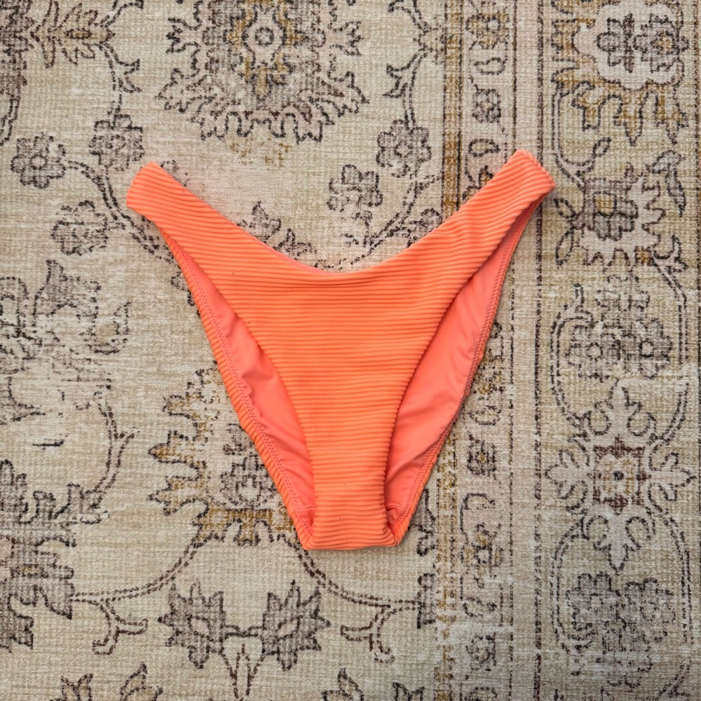 SEAFOLLY Neon Peach Ribbed Bikini Bottoms (M) NWT